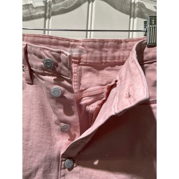 Old Navy Pink Denim Jean Button Down Skirt with Frayed Hem, Size 6, Pre-Owned - Picture 3 of 3